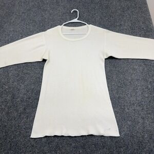 Vintage JE Morgan Thermal Shirt Mens L White Cotton Blend Waffle Knit Gorpcore